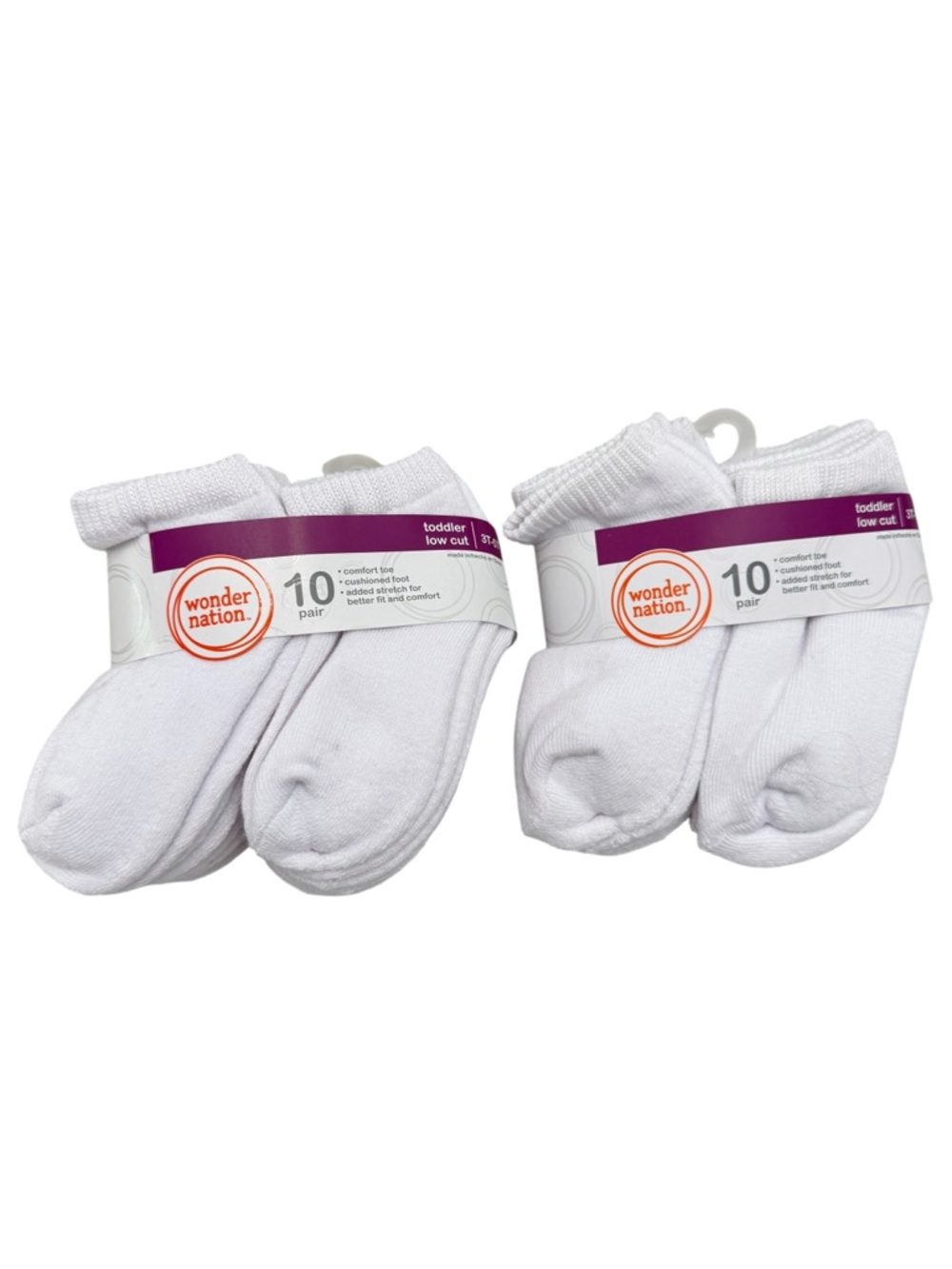 20 Pairs Girls Wonder Nation Toddler White Low Cut Socks 3T-5T NWT Everyday